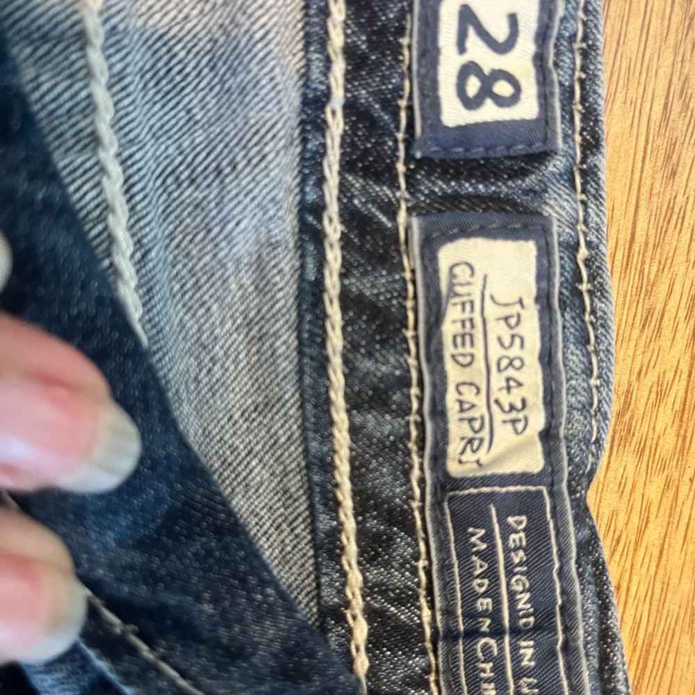 Miss Me Denim Capri Jeans with red white and blue accents. Size 28. - Picture 3 of 8